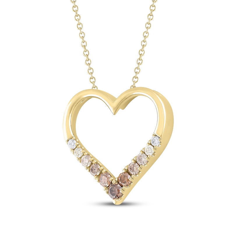 Main Image 3 of Desert Diamonds Heart Frame Necklace 1/3 ct tw 10K Yellow Gold 18"