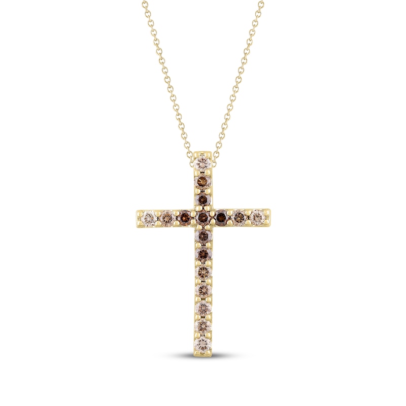 Main Image 1 of Desert Diamonds Cross Necklace 1/2 ct tw 10K Yellow Gold 18"