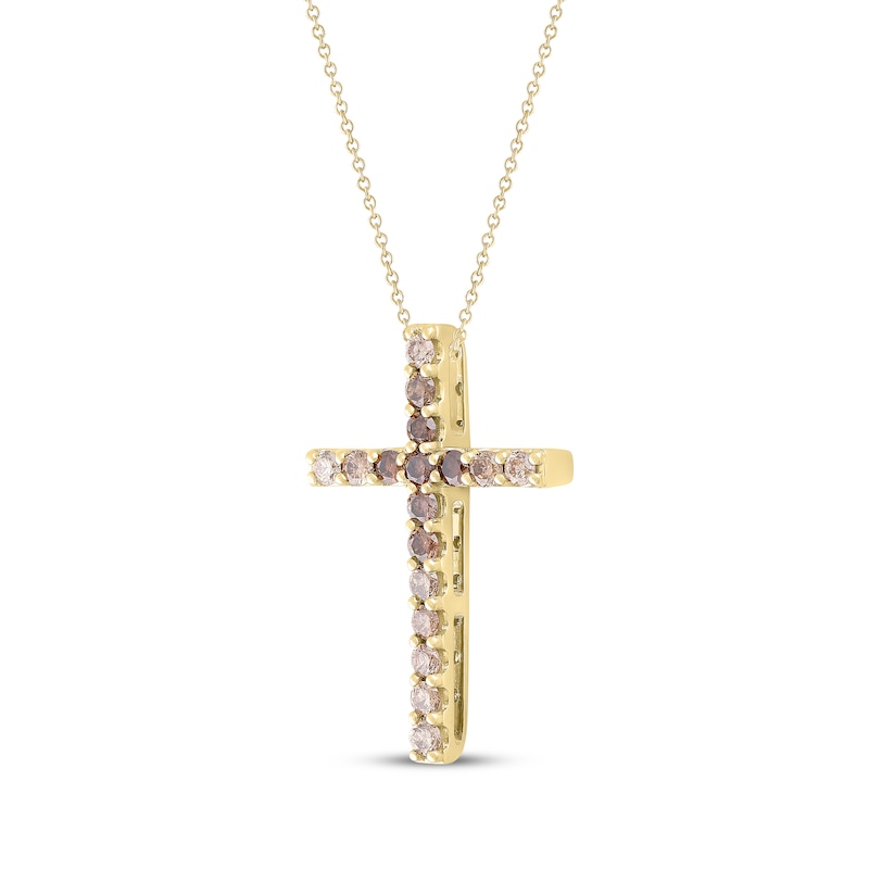 Main Image 2 of Desert Diamonds Cross Necklace 1/2 ct tw 10K Yellow Gold 18"