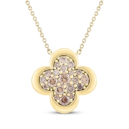 Desert Diamonds Pavé Clover Necklace 1/2 ct tw 18K Yellow Gold-Plated Sterling Silver 18"