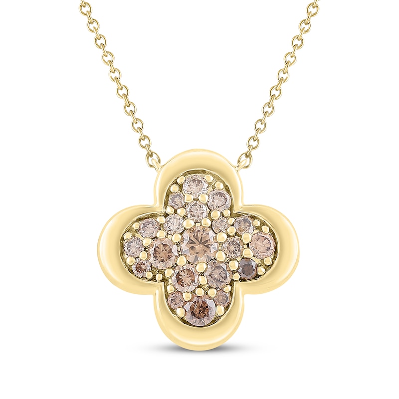 Main Image 1 of Desert Diamonds Pavé Clover Necklace 1/2 ct tw 18K Yellow Gold-Plated Sterling Silver 18"