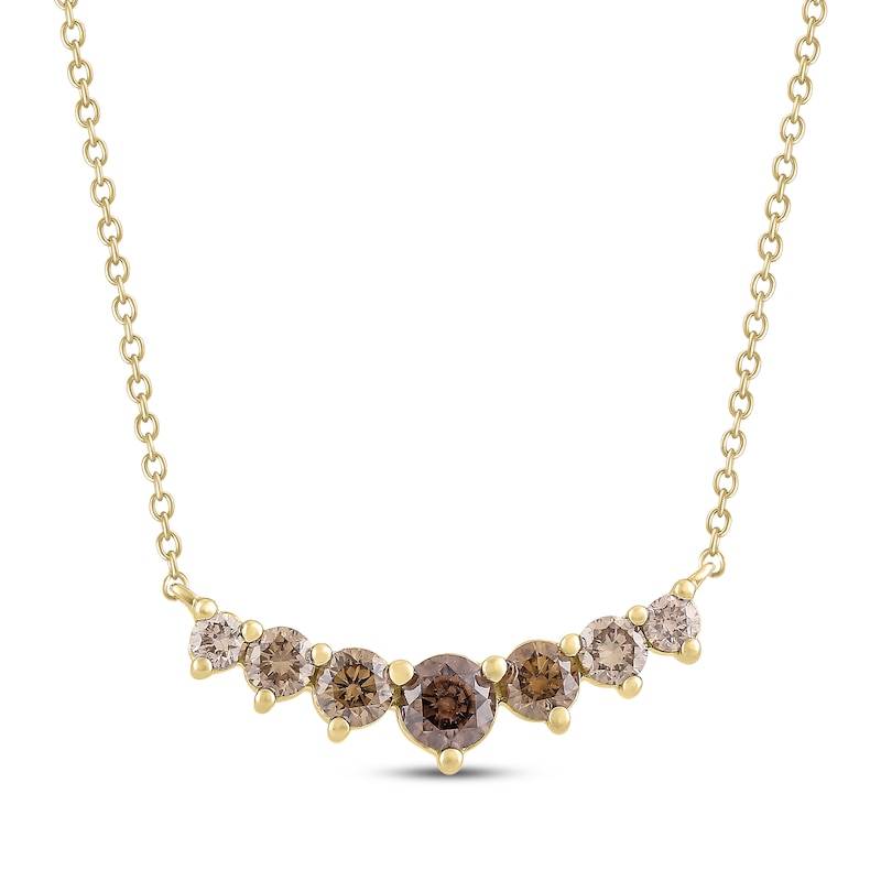 Main Image 1 of Desert Diamonds Graduated Curved Bar Necklace 1/3 ct tw 18K Yellow Gold-Plated Sterling Silver 18"