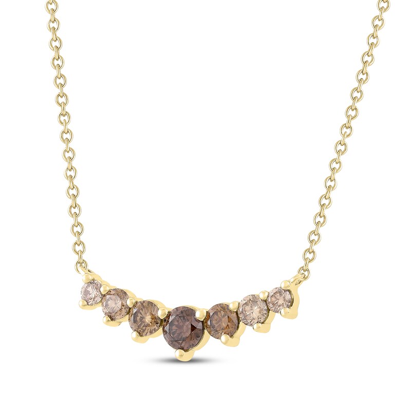 Main Image 2 of Desert Diamonds Graduated Curved Bar Necklace 1/3 ct tw 18K Yellow Gold-Plated Sterling Silver 18"