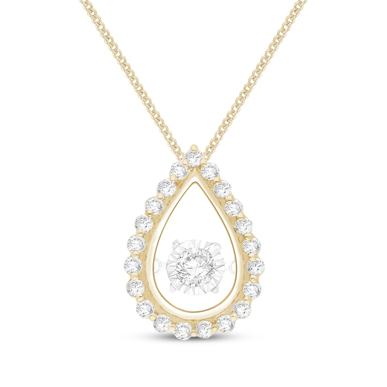 Unstoppable Love Diamond Teardrop Necklace 1/4 ct tw 10K Yellow Gold 19"