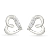 Thumbnail Image 1 of KAY Lab-Grown Diamond Accent Slanted Open Heart Stud Earrings Sterling Silver