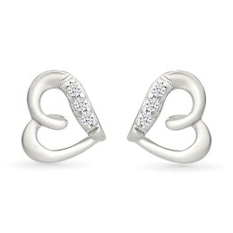 KAY Lab-Grown Diamond Accent Slanted Open Heart Stud Earrings Sterling Silver