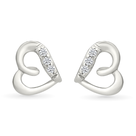 KAY Lab-Grown Diamond Accent Slanted Open Heart Stud Earrings Sterling Silver