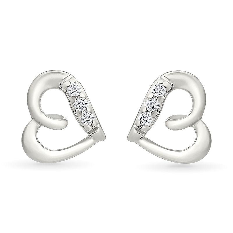 Main Image 1 of KAY Lab-Grown Diamond Accent Slanted Open Heart Stud Earrings Sterling Silver