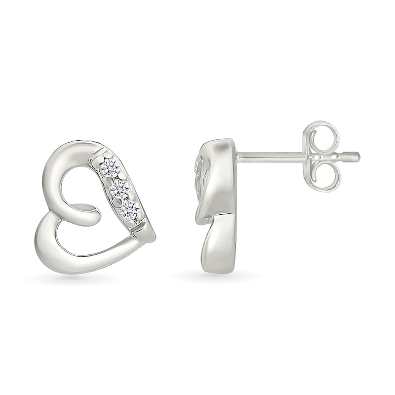 Main Image 2 of KAY Lab-Grown Diamond Accent Slanted Open Heart Stud Earrings Sterling Silver