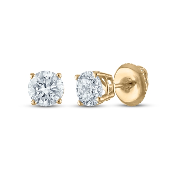 Round-Cut Diamond Solitaire Stud Earrings 1 ct tw 14K Yellow Gold (I/I2)