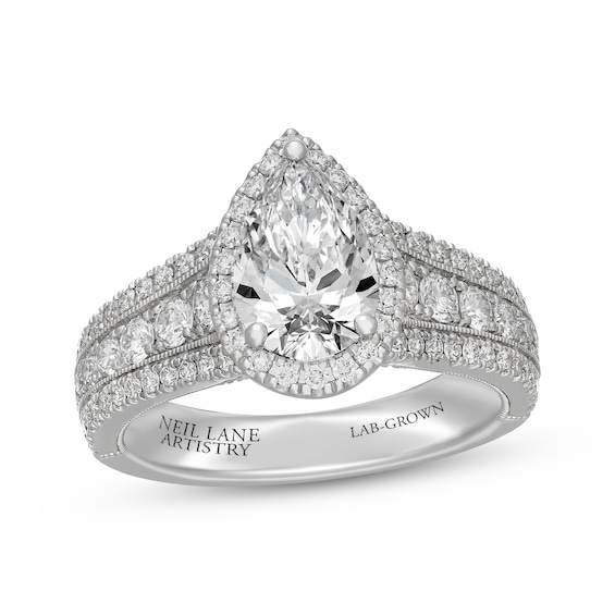 Neil Lane Artistry Pear-Shaped Lab-Grown Diamond Engagement Ring 3 ct tw 14K White Gold
