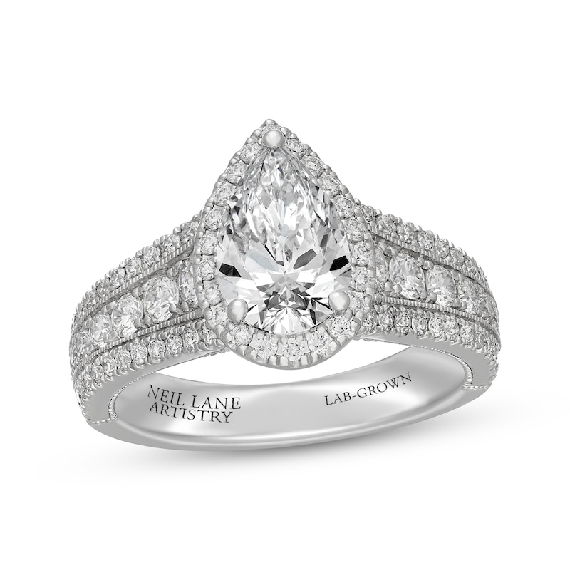 Main Image 1 of Neil Lane Artistry Pear-Shaped Lab-Grown Diamond Engagement Ring 3 ct tw 14K White Gold