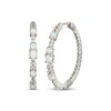Thumbnail Image 1 of Pear-Shaped and Round-Cut Lab-Created Opal & White Lab-Created Sapphire Hoop Earrings Sterling Silver