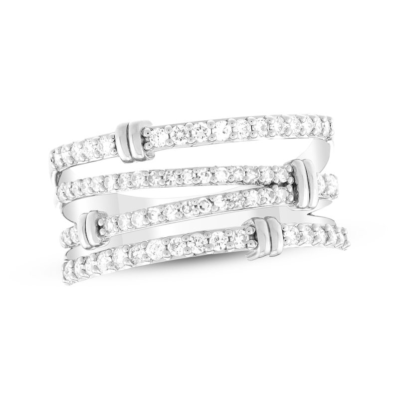 Main Image 1 of White Lab-Created Sapphire Multi-Row Ring Sterling Silver