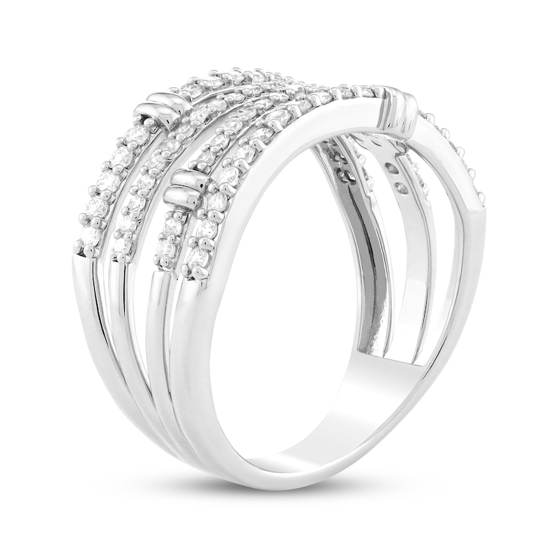 Main Image 2 of White Lab-Created Sapphire Multi-Row Ring Sterling Silver