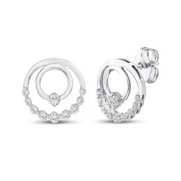 Mom + Me Lab-Grown Diamond Double Circle Stud Earrings 1/4 ct tw Sterling Silver