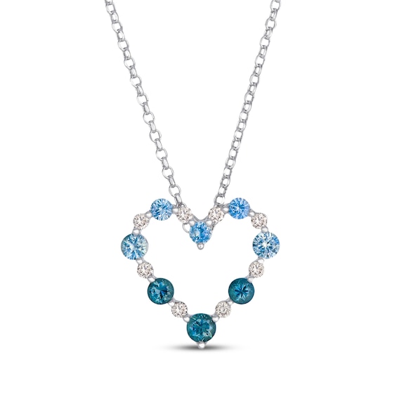 Le Vian Montana Sapphire Ombré Heart Necklace 1/5 ct tw Diamonds 14K Vanilla Gold 19"