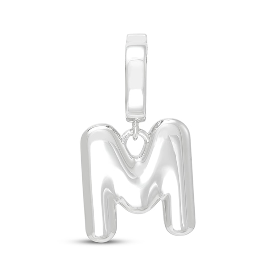 Letter M Mini Puff Charm Sterling Silver