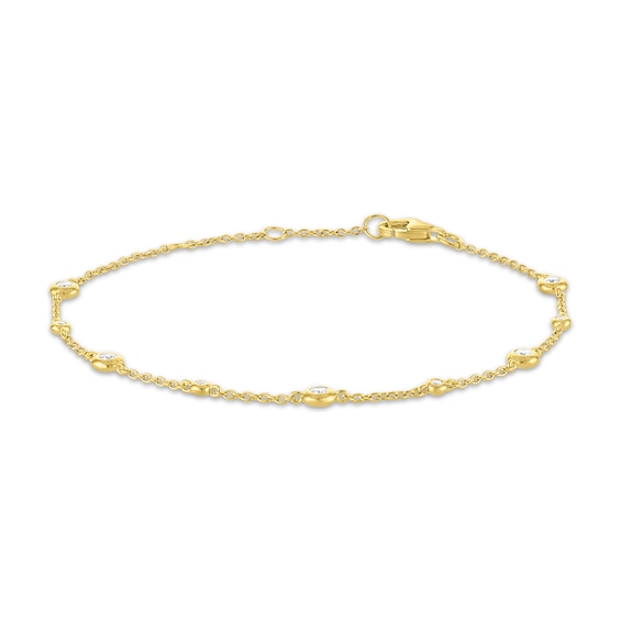STUDIO BY KAY Lab-Grown Diamond Station Bracelet 1/4 ct tw 24K Yellow Gold Vermeil Sterling Silver 7.5"