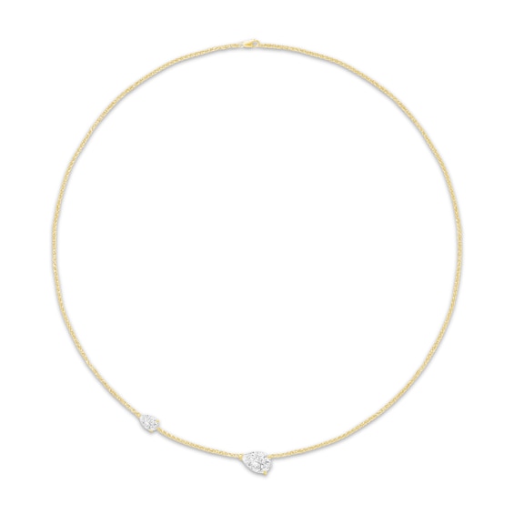 KAY Lab-Grown Diamonds Pear-Shaped Two-Stone Necklace 1 ct tw 10K Yellow Gold 17"