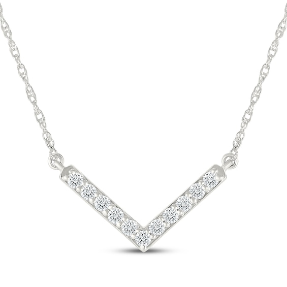 KAY Lab-Grown Diamonds Chevron Bar Necklace 1/4 ct tw Sterling Silver 18"