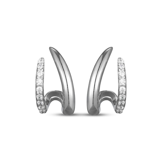 Thumbnail Image 2 of Rocksbox The Blake Lab-Grown Diamond Split Huggie Hoop Earrings 1/10 ct tw Sterling Silver