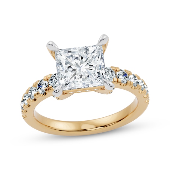 Now + Forever Lab-Grown Diamonds Certified Princess-Cut Engagement Ring 2-5/8 ct tw 14K Yellow Gold