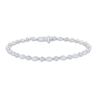 Neil Lane Lab-Grown Diamonds Certified Marquise & Round-Cut Tennis Bracelet 3 ct tw 14K White Gold 7"