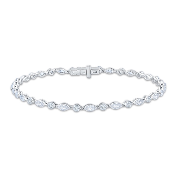 Neil Lane Lab-Grown Diamonds Certified Marquise & Round-Cut Tennis Bracelet 3 ct tw 14K White Gold 7"