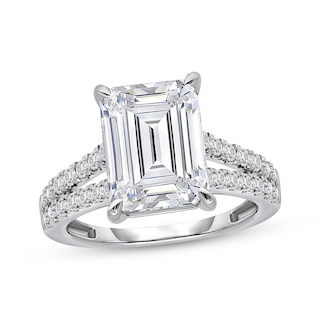 Lab-Grown Diamonds Certified Emerald-Cut Engagement Ring 5-1/2 ct tw 14K White Gold