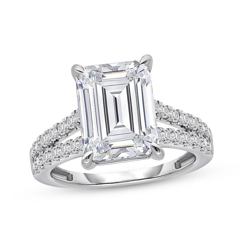 Main Image 1 of Lab-Grown Diamonds Certified Emerald-Cut Engagement Ring 5-1/2 ct tw 14K White Gold