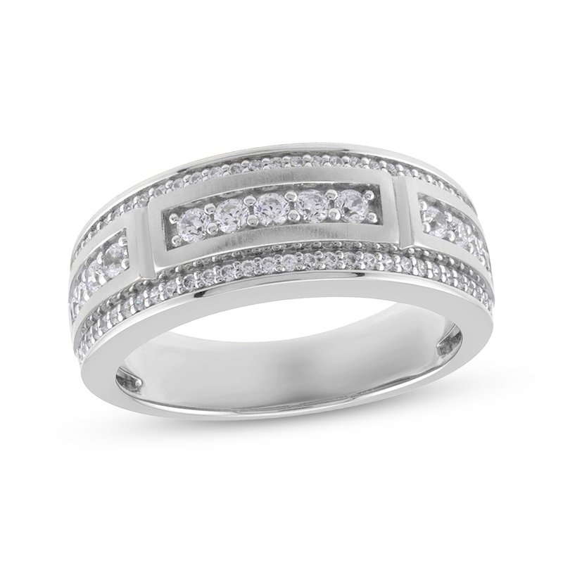 Main Image 1 of Now + Forever Lab-Grown Diamonds Men's Stepped Edge Wedding Band 5/8 ct tw 14K White Gold