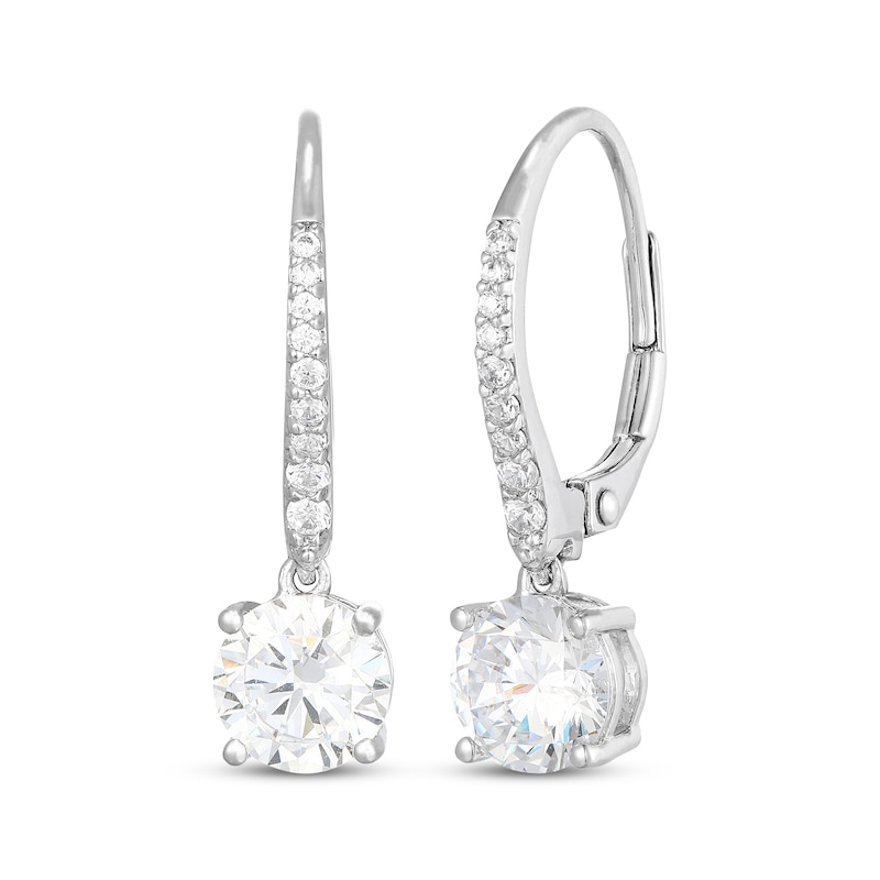 Main Image 1 of White Lab-Created Sapphire Drop Earrings Sterling Silver