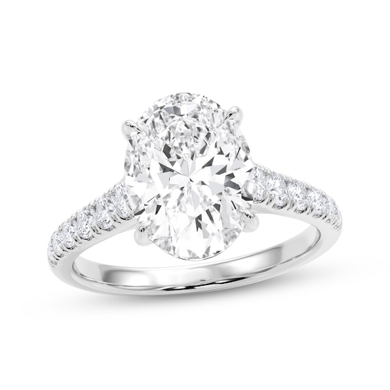 Now + Forever Lab-Grown Diamonds Certified Oval-Cut Engagement Ring 3-1/2 ct tw 14K White Gold