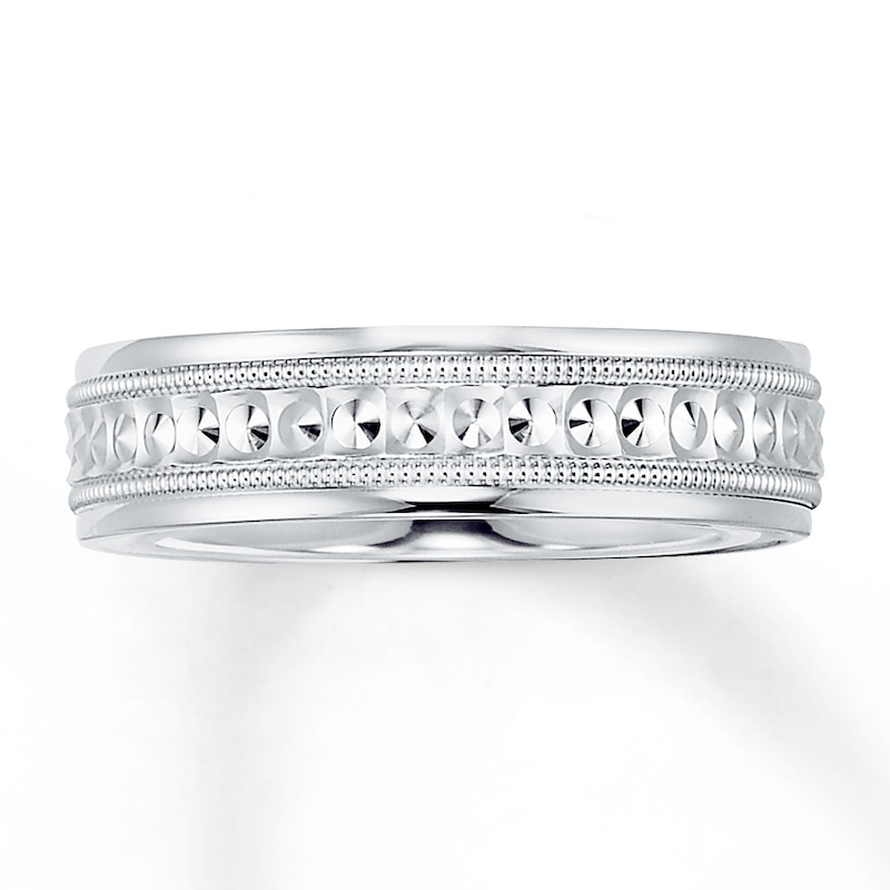 Wedding Band 14K White Gold 6mm