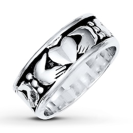 Men's Claddagh Ring Sterling Silver 8mm