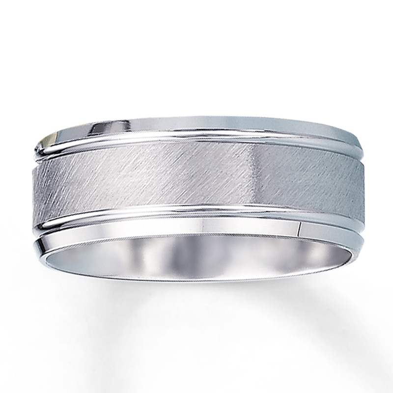 Main Image 1 of Now + Forever Wedding Band 10K White Gold 8mm