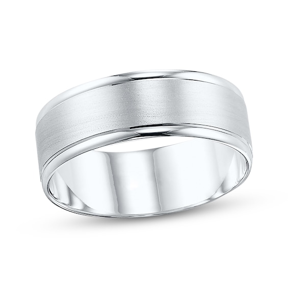 Wedding Band 10K White Gold 8mm 10
