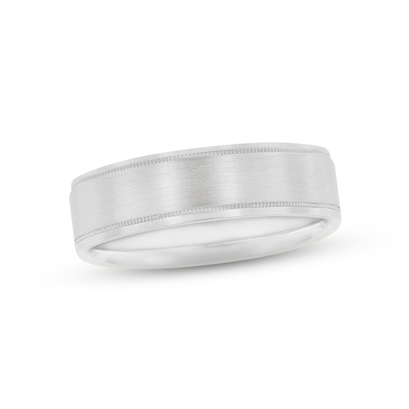 Wedding Band 10K White Gold 6mm