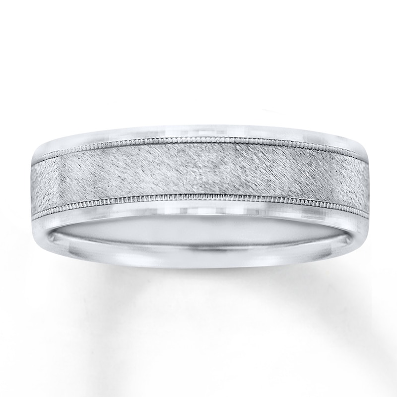 Wedding Band 10K White Gold 6mm