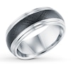 Thumbnail Image 1 of Now + Forever 9mm Wedding Band Black & White Tungsten Carbide