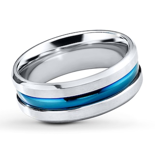 Now + Forever Wedding Band Stainless Steel & Blue Ion Plating 8mm