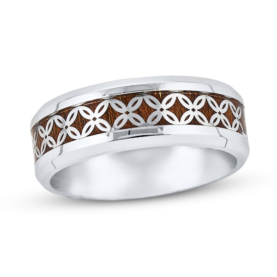 Now + Forever Men's Wedding Band Brown Enamel Stainless Steel