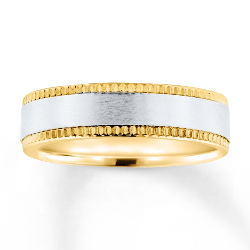 Main Image 1 of Now + Forever Wedding Band 10K Two-Tone Gold 6mm