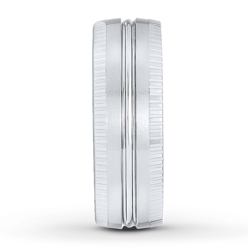 8mm Wedding Band White Tungsten Carbide