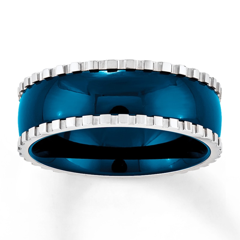 8mm Wedding Band Blue Ion-Plating Stainless Steel