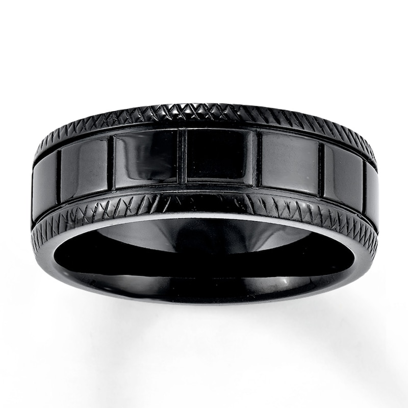 Main Image 1 of Now + Forever Wedding Band Black Ion-Plated Stainless Steel 8mm