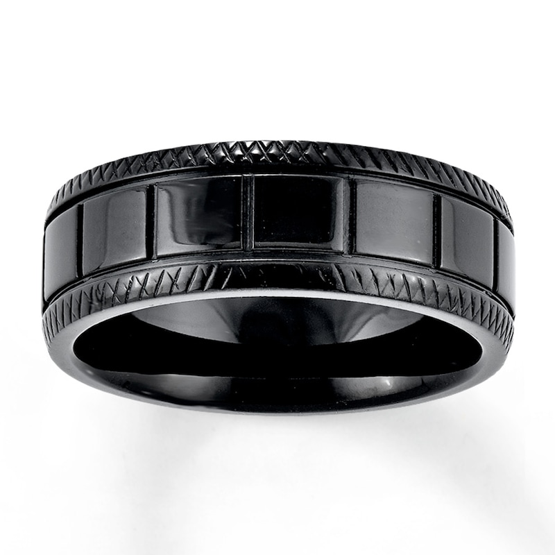 Wedding Band Black Ion-Plated Stainless Steel 8mm | Kay