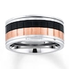 Thumbnail Image 1 of Now + Forever Wedding Band Rose/Black Ion Plating Stainless Steel 10mm