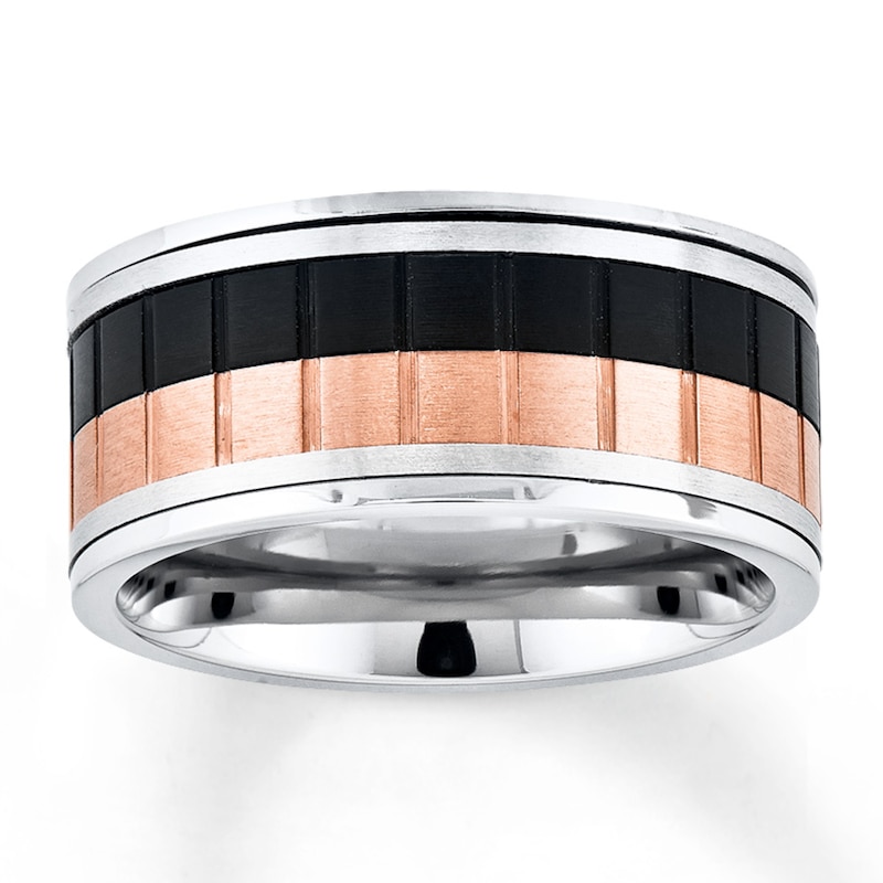 Wedding Band Rose/Black Ion Plating Stainless Steel 10mm